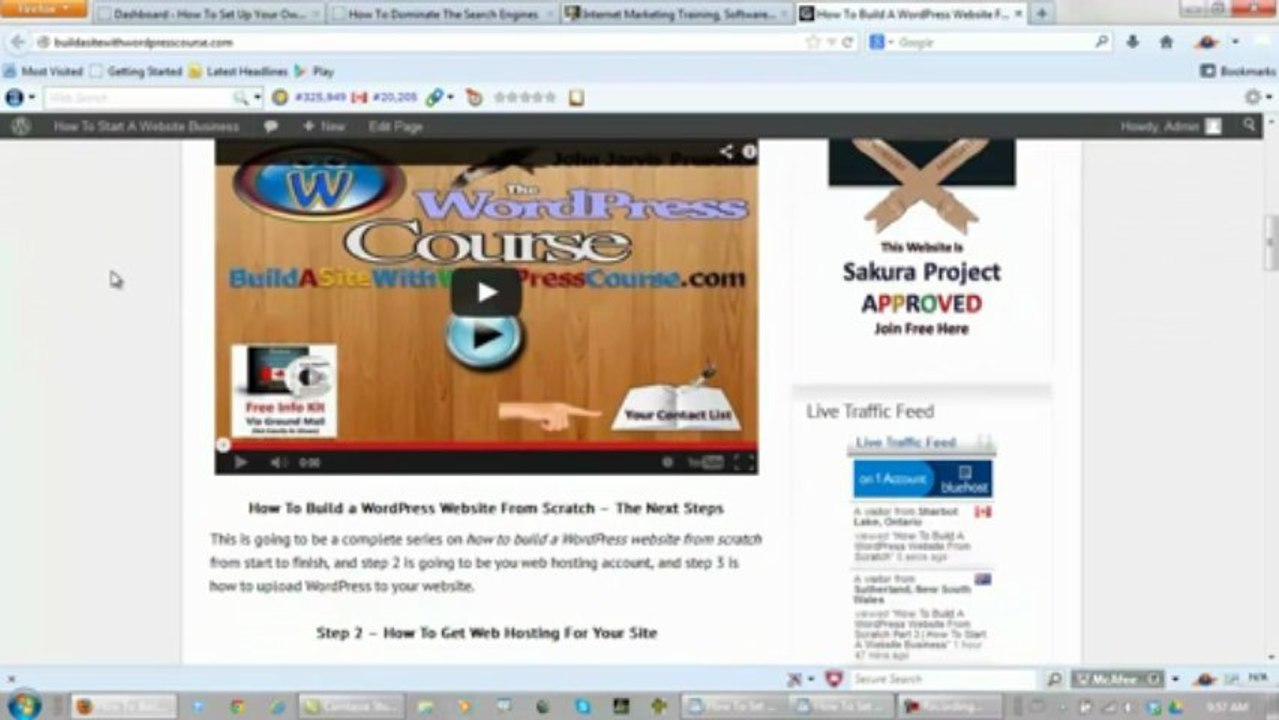 Video 6 - How To Set Up Your Own Website - Free Traffic Getting And Autoresponder