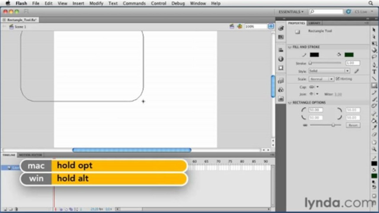 adobe flash Using the Rectangle tool