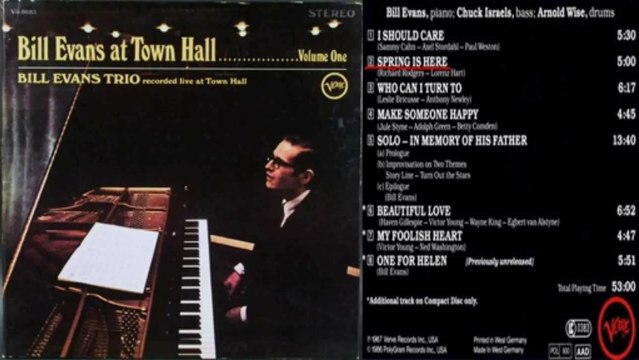 Bill Evans at Town Hall Spring Is Here