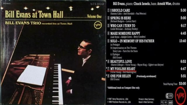 Bill Evans at Town Hall My Foolish Heart