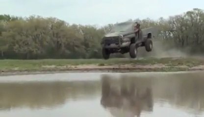 Download Video: A Pick-up in the lake! Awesome...