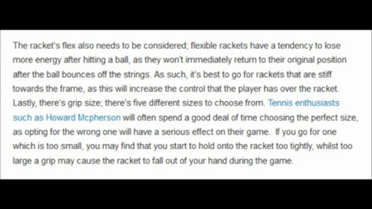 Howard Mcpherson - Your personal tennis racket