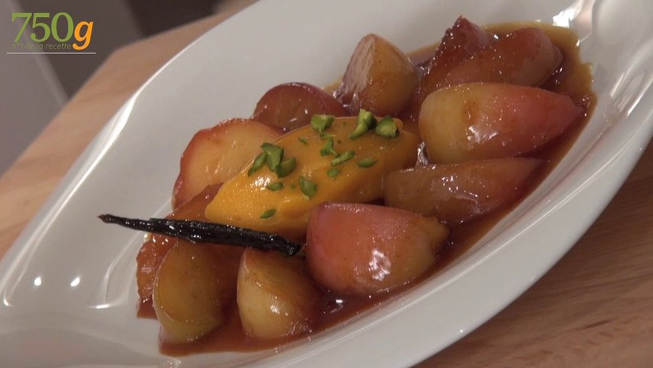 Recette de Pêches flambées - 750 Grammes