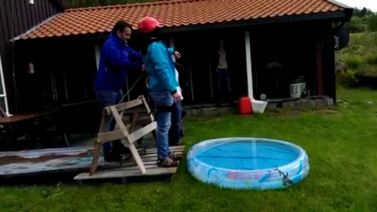 Norwegian bachelor party, tricked into believing he's gone bungee jump of an old bridge
