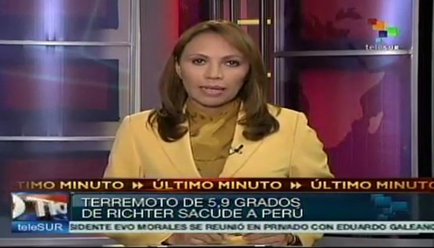 Sismo de 5,9 grados en la escala de Richter sacude a Perú
