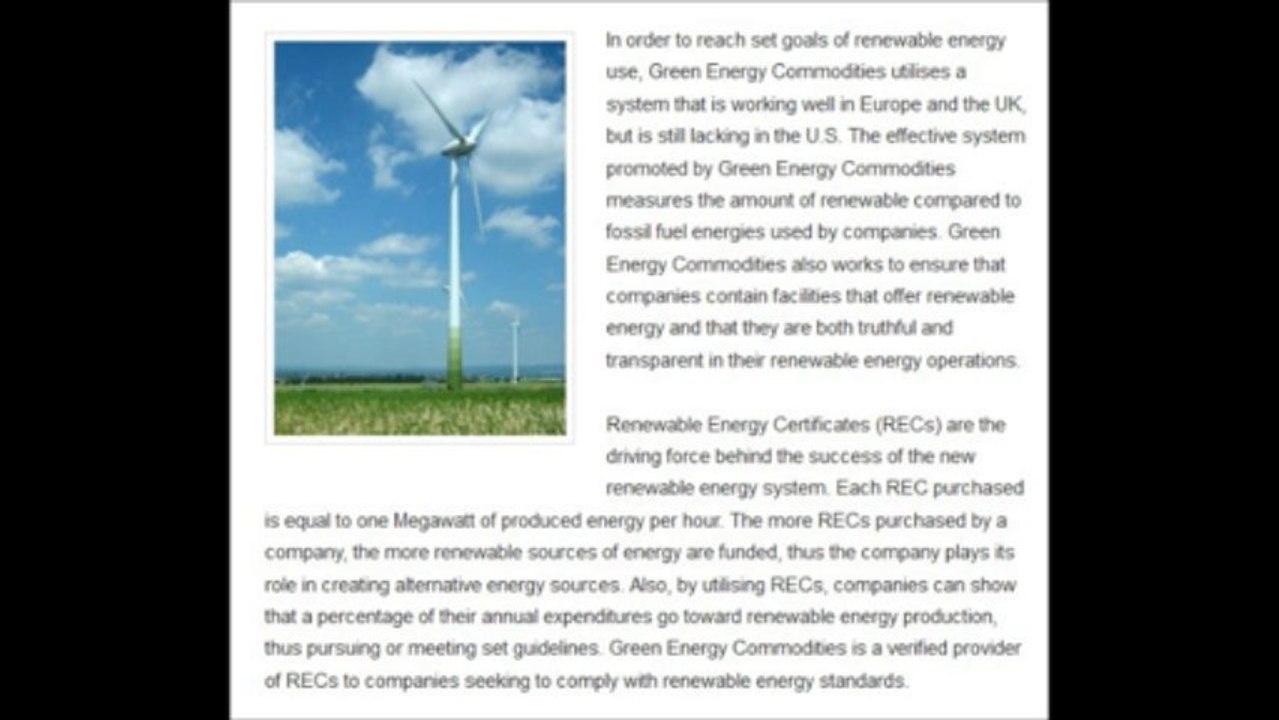 Green Energy Commodities - Commodities in Europe & US