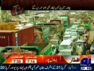 Peshawar police taking extort money from trucks & Nato container