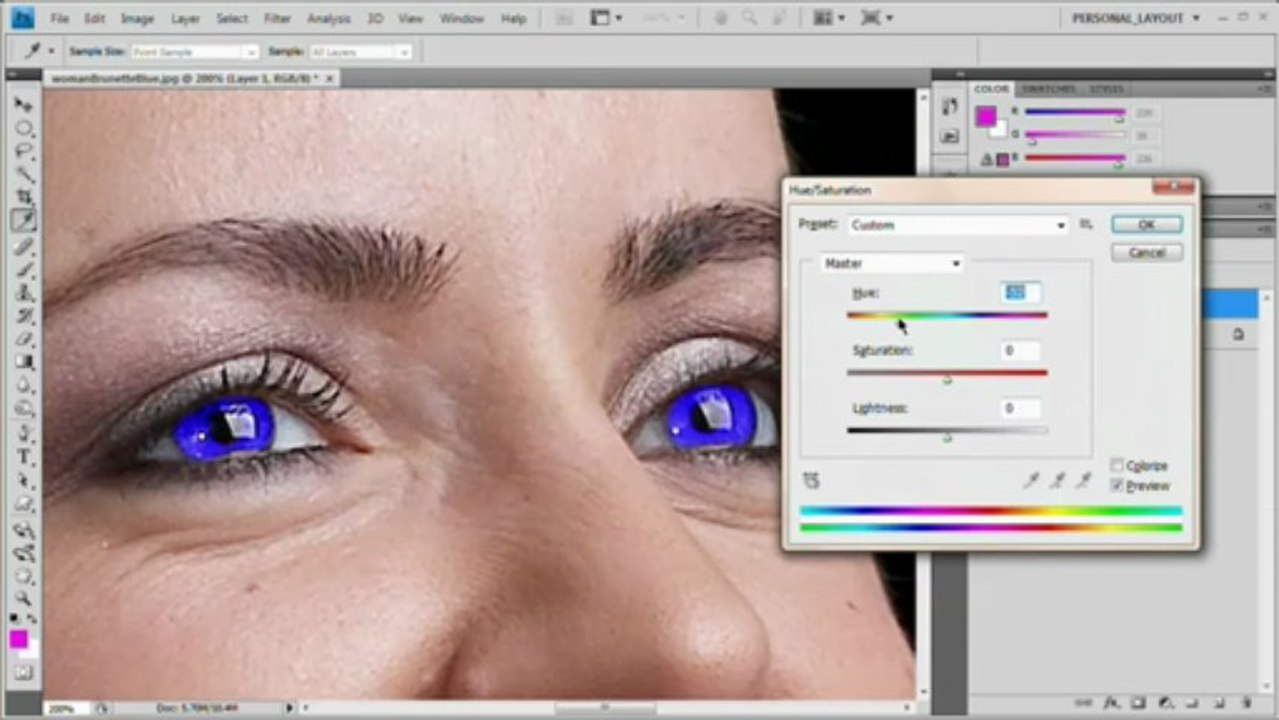 Adobe CS TUT VID-11 changeEyeColorYT