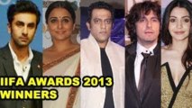 IIFA 2013 Winners | Ranbir Kapoor, Vidya Balan, Anurag Basu, Anushka Sharma