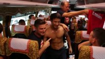 A fan of the team invited in the Arsenal TourBus!