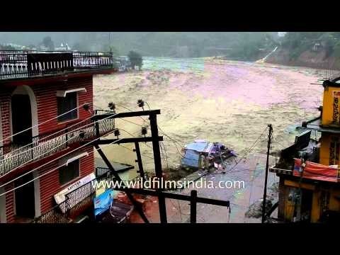 Rare footage of buildings washed away by the Uttarakhand floods