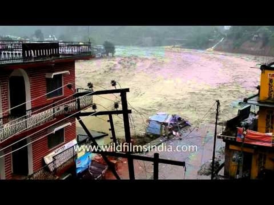 Rare footage of buildings washed away by the Uttarakhand floods