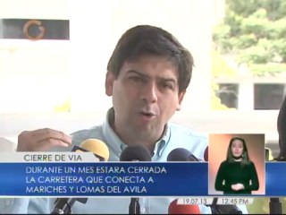 Ocariz anunció el cierre total de la vía Palo Verde- Mariches desde el próximo 24 de julio