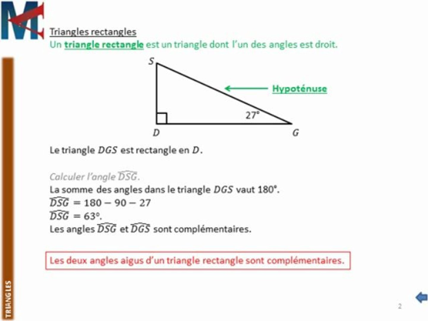 Calcul Angle Triangle Isocèle 5ème 5ème - TRIANGLES - Le triangle rectangle - Vidéo Dailymotion