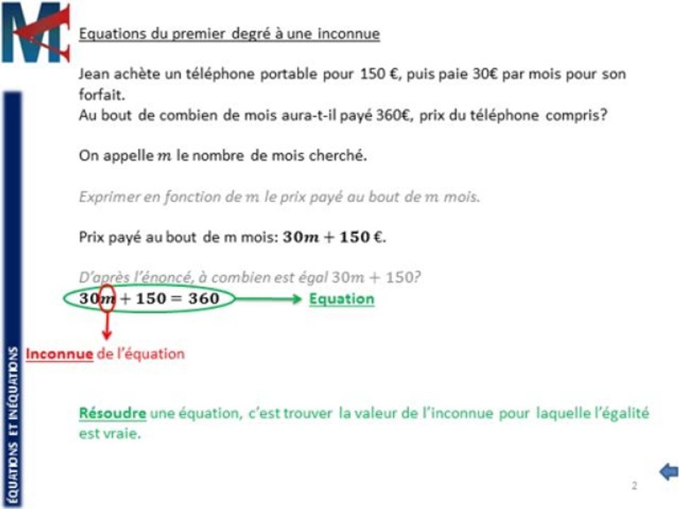 3ème - EQUATIONS ET INEQUATIONS - Résolution d'équations