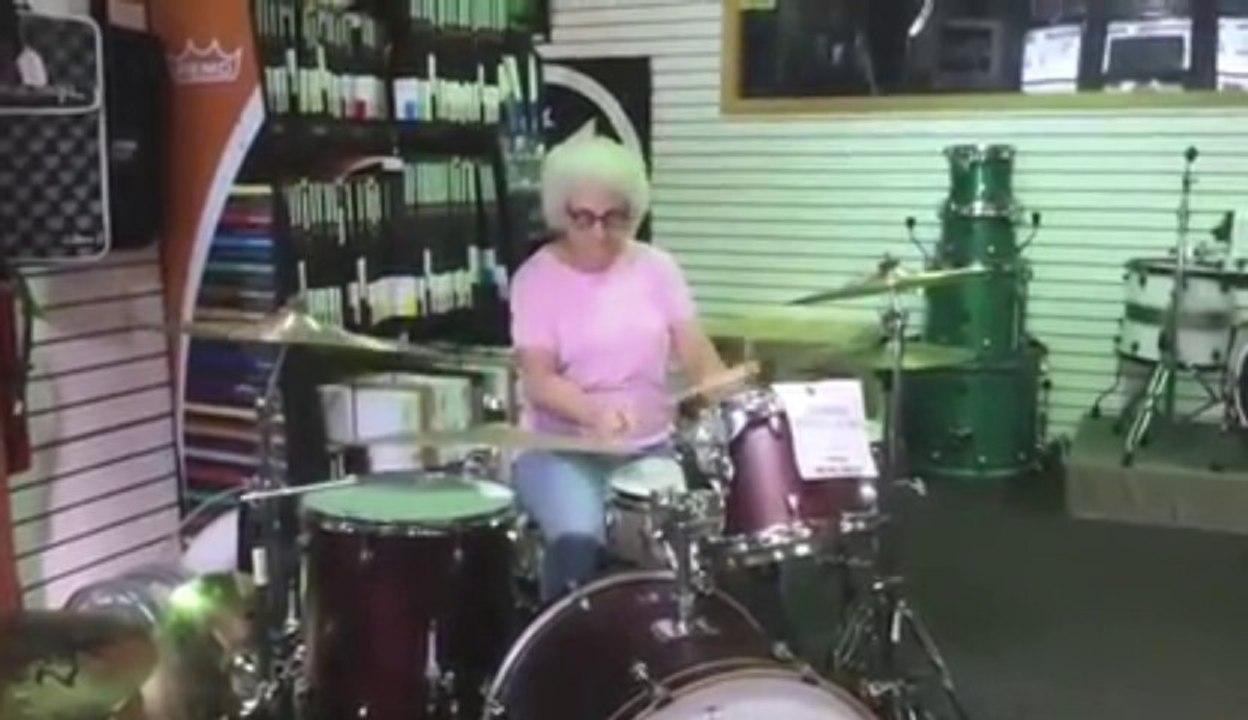 Granny plays drums!