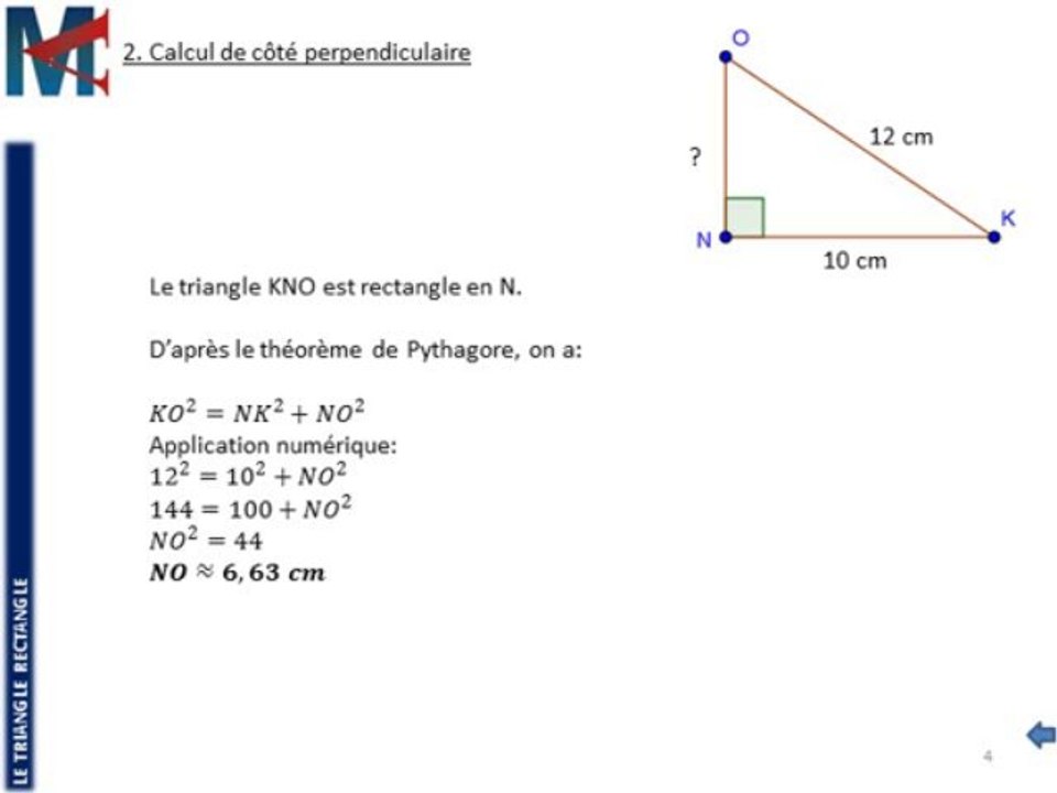 3ème - LE TRIANGLE RECTANGLE - Théorème de Pythagore