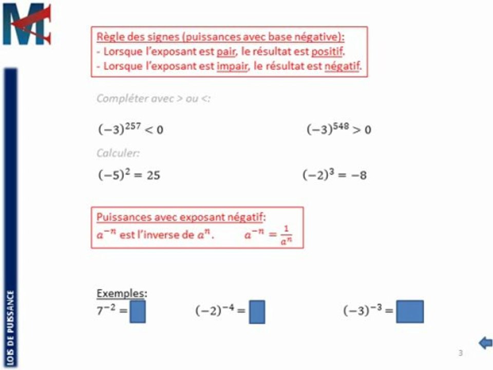 3ème - LOIS DE PUISSANCE - Notion de puissance