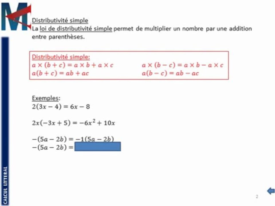 3ème - CALCUL LITTERAL - Distributivité simple et double - Vidéo ...