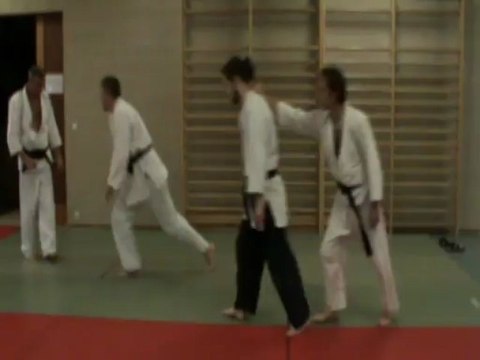 Ushiro eri dori (henka oshi) : soto sabaki, ikkyo (Ko henka)