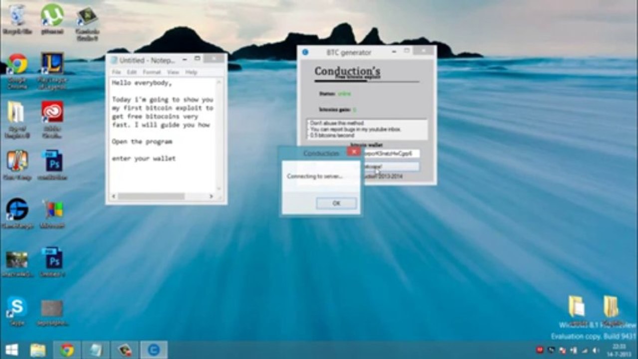 Bitcoin Generator - EXPLOIT - WORKING - 2013 - BTC