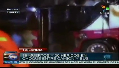 Al menos 18 muertos en accidente de autobús en Tailandia