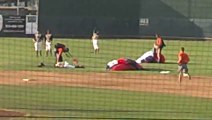 Baseball player drop kicked by skydiver