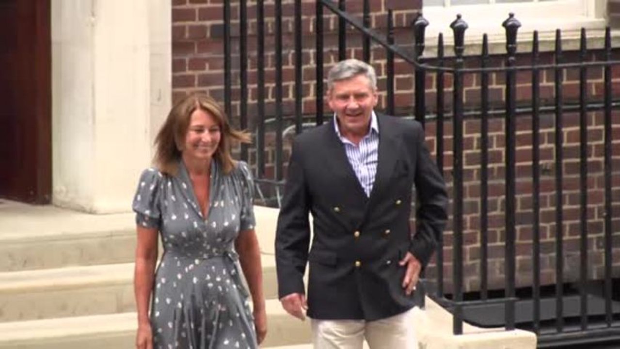 Michael and Carole Middleton leaving the hospital after seeing their grandson for the first time, London UK.