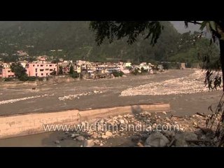 Sand bars, rocks and rubble remain after the floods swept through Uttarakhand