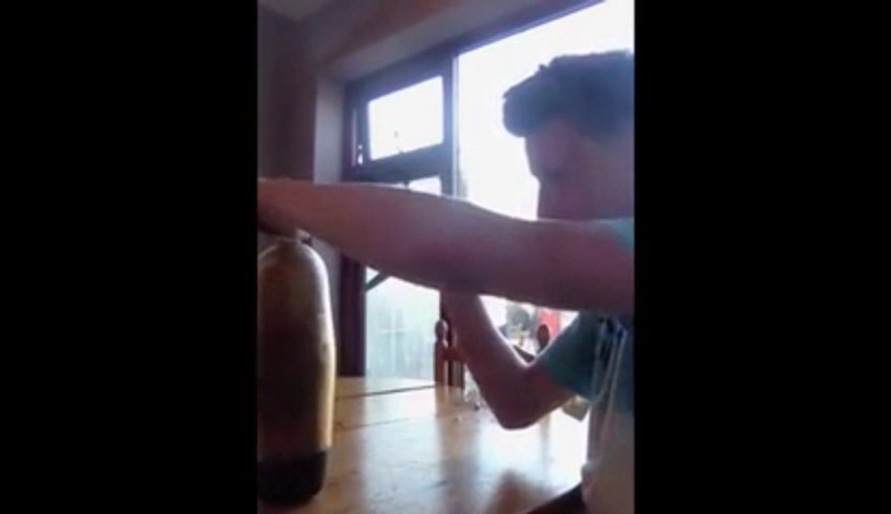 Explosion of a frozen PEPSI bottle... Headshot!