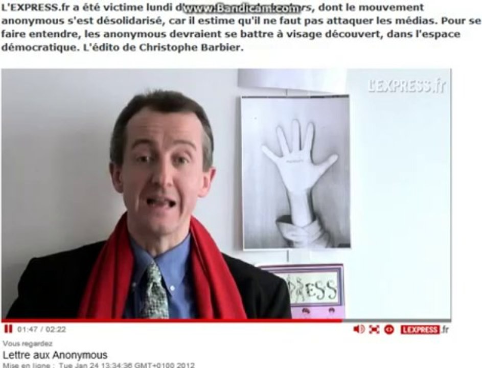 VIDEO.l%27 Express Lettre aux anonymous