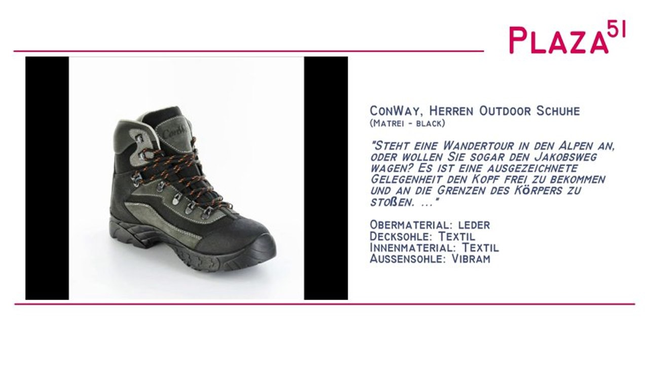 Neuvorstellung: ConWay Outdoor Wanderschuhe schwarz Vibramsohle Tex-Membrane Herren Matrei