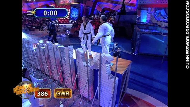 Most concrete blocks broken in one minute - Guinness World Records Classics