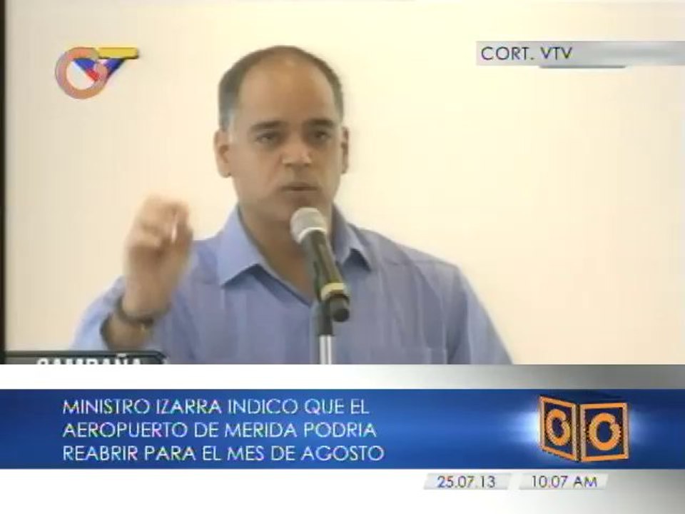Ministro Izarra anuncia que aeropuerto de Mérida podría reabrir en agosto