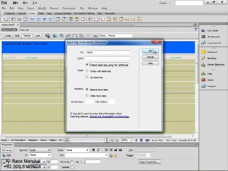 Dreamweaver CS6 Tutorials Urdu Hindi 54