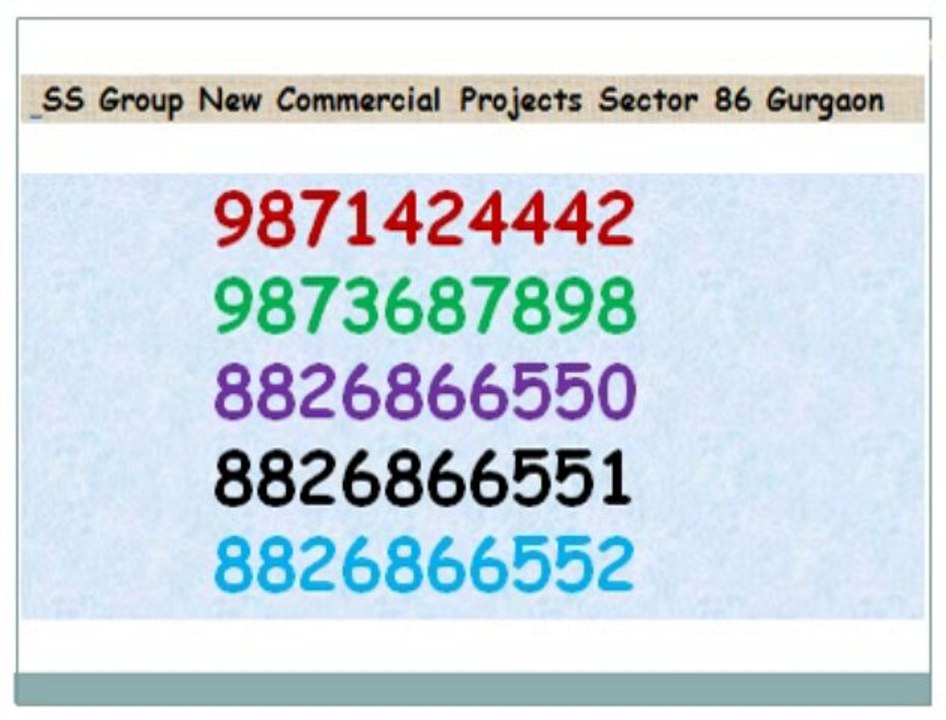::~8826866551~::SS group commercial projects sector 86 gurgaon