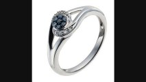 Sterling Silver 10 Point White & Treated Blue Diamond Ring Review