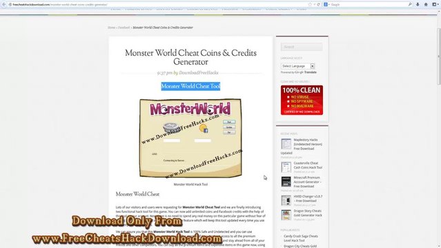 Monster World Cheat 2013 Updated (Coins and Credits Hack)