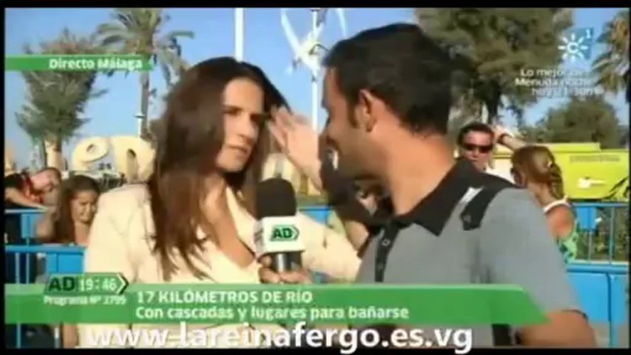 Nuria Fergó en el programa "Andalucía Directo". Madrina de "La Gran Espetada" (Málaga)