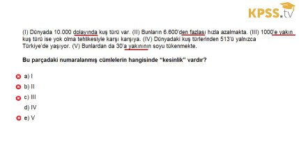 KpssTv | 2008 Kpss Lisans - Genel Yetenek 4. Soru