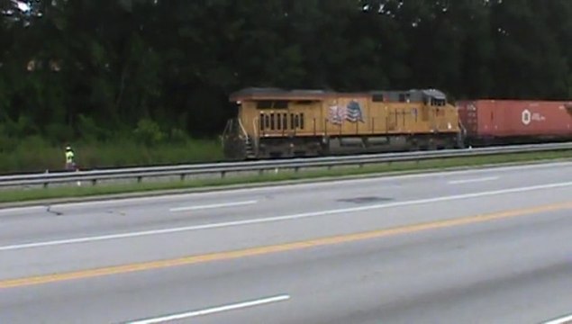 Union Pacific intermodal train through Austell Ga. into Whitaker Yard.