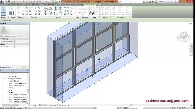 001 - Revit - Parede cortina com multiplos painéis