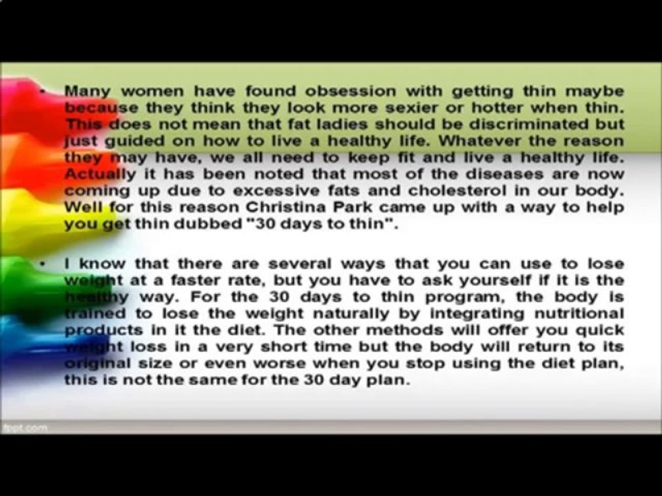 30 Days To Thin Book Review - 30 Days To Thin Book