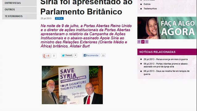 Evangélicos na JMJ/13 busca apoio aos cristãos perseguidos na Síria