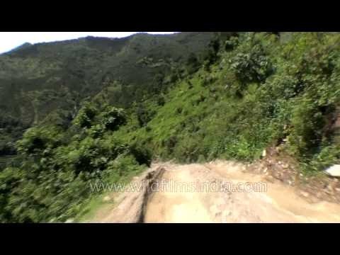 Heavily damaged roads in flood-hit Uttarakhand