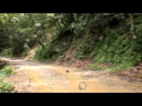 Driving on the damaged roads of Guptkashi