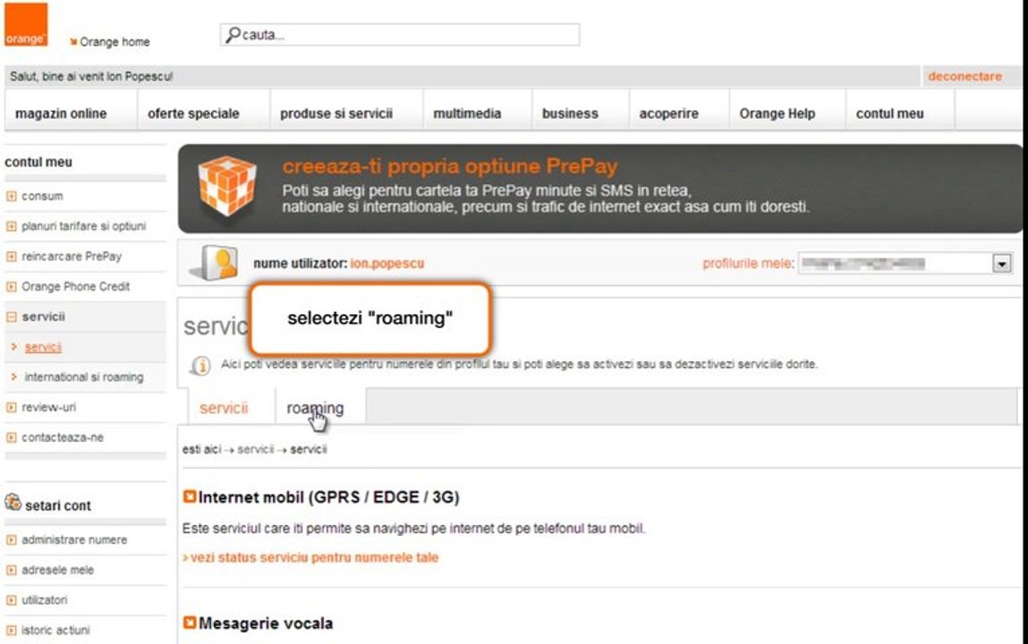 contul tau Orange: cum activezi roaming-ul din contul tau PrePay
