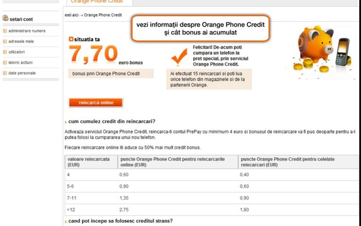 contul tau Orange: vezi cat bonus ai acumulat prin Orange Phone Credit