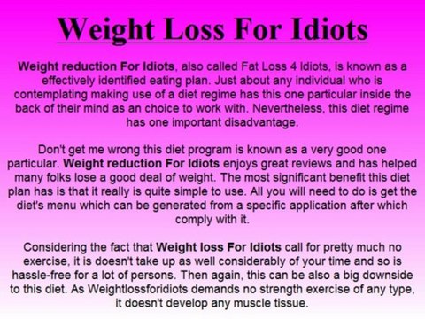 Weight Loss For Idiots-Article-Weight Loss For Idiots