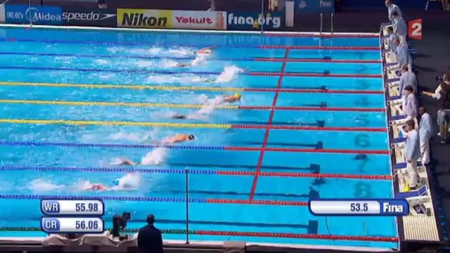 Finale 100m pap (F) - ChM 2013 natation